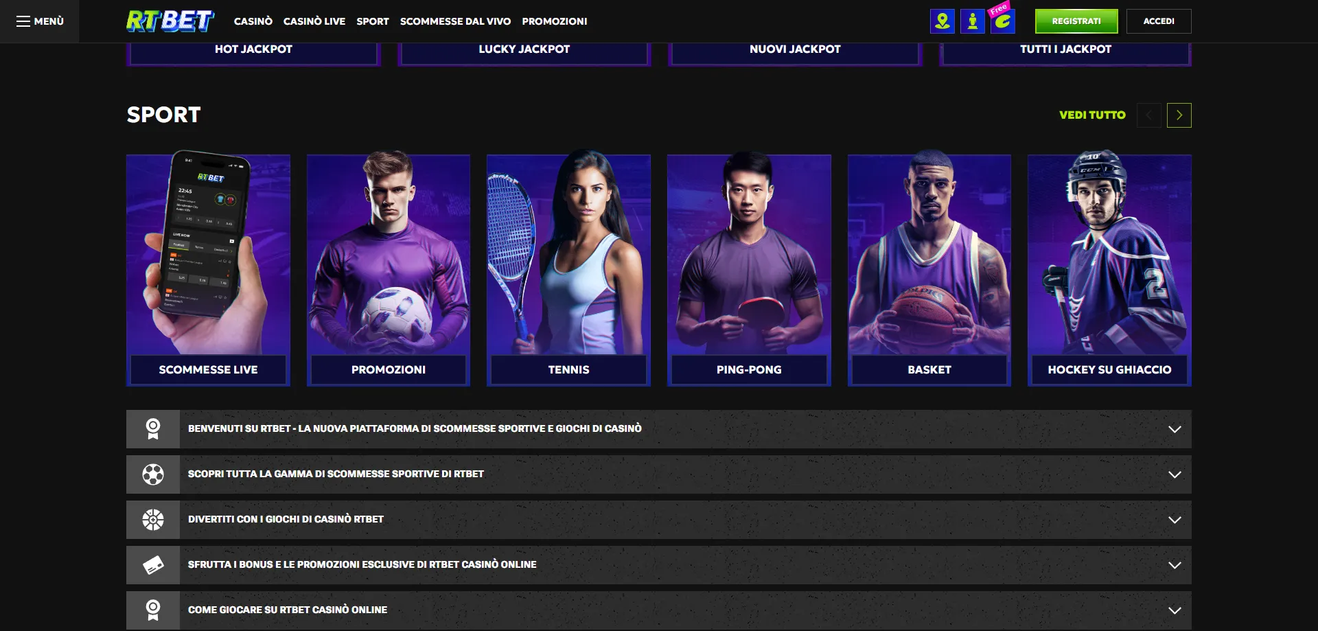 RTbet casinò dal vivo croupier reali e game show in diretta streaming